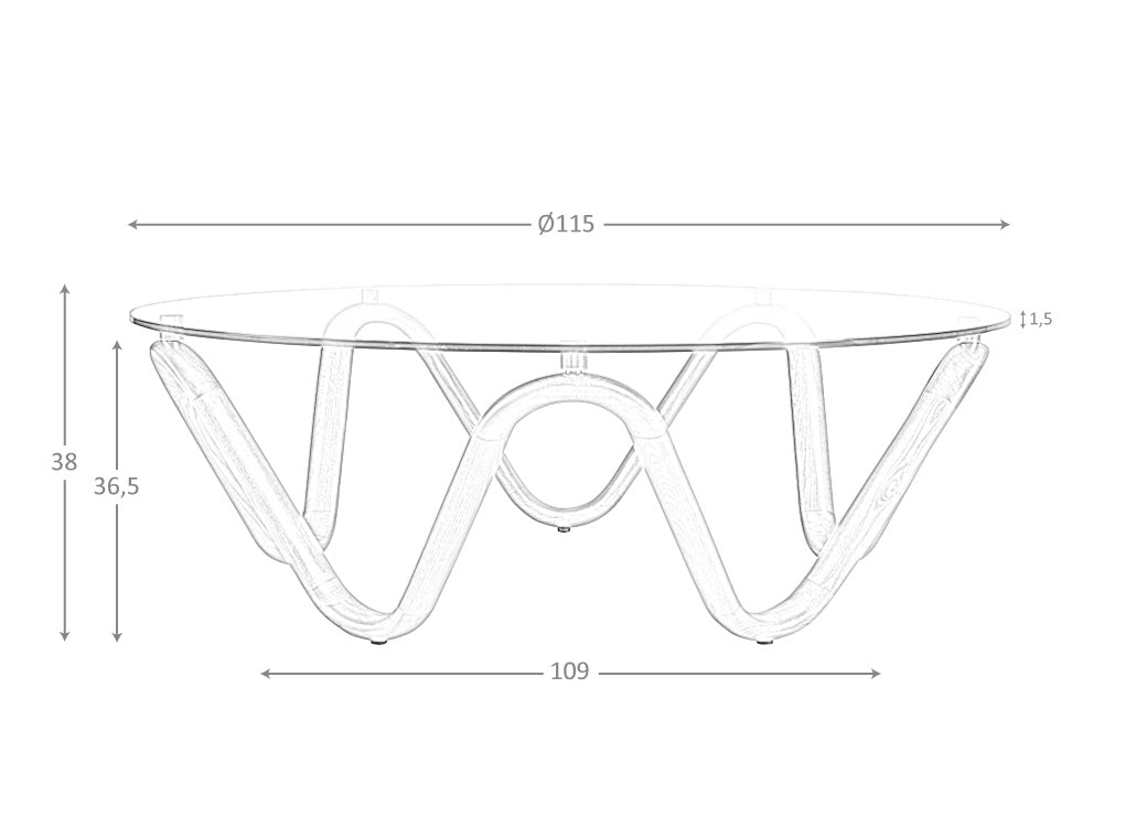 Masa de Cafea Rotunda din Sticla Temperata si Nuc Angel Cerda