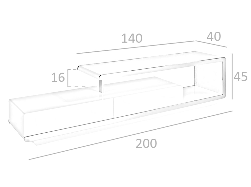 Comoda TV Alb si din Otel cu Spatiu de Depozitare Angel Cerda