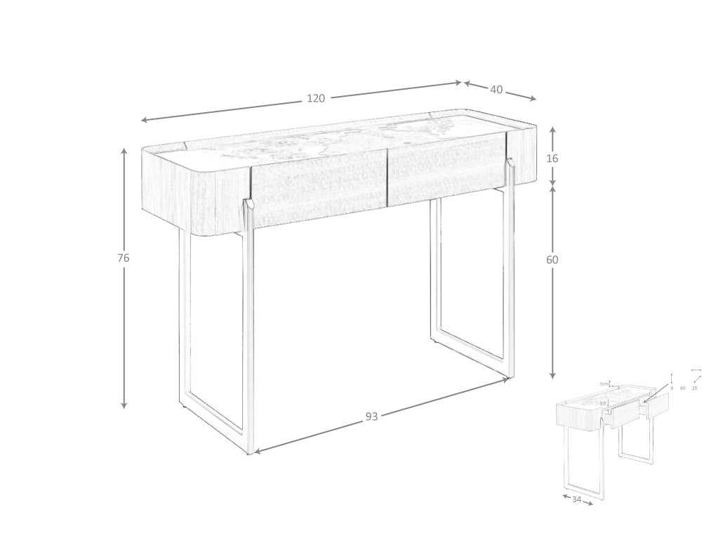 Consola din Stejar cu Suport Metalic Angel Cerda