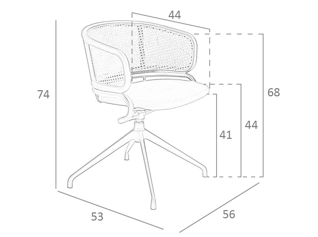 Scaun Pivotant din Catifea Maro si Ratan Angel Cerda