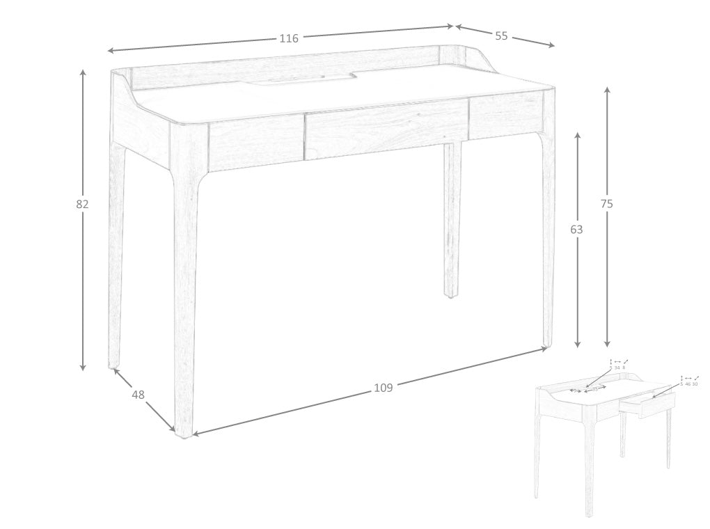 Birou din Lemn Masiv de Nuc cu Tapiterie din Piele Angel Cerda