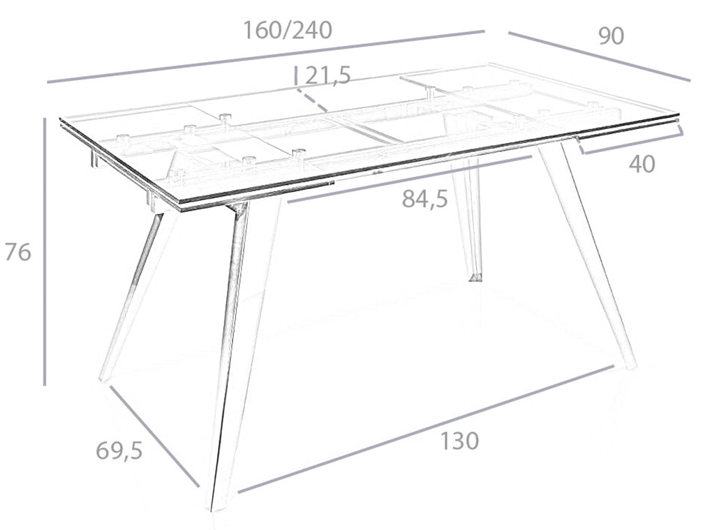 Masa de Dining cu Blat din Sticla si Extensii Angel Cerda