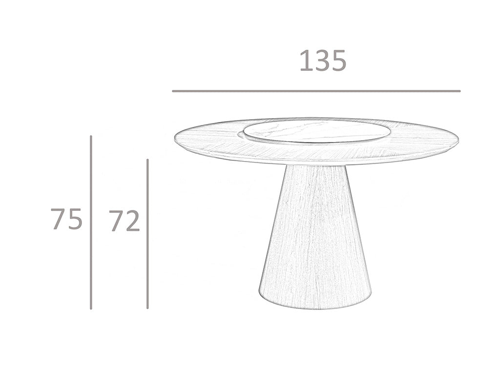 Masa de Dining Rotunda din Nuc cu Centru Rotativ din Portelan Angel Cerda