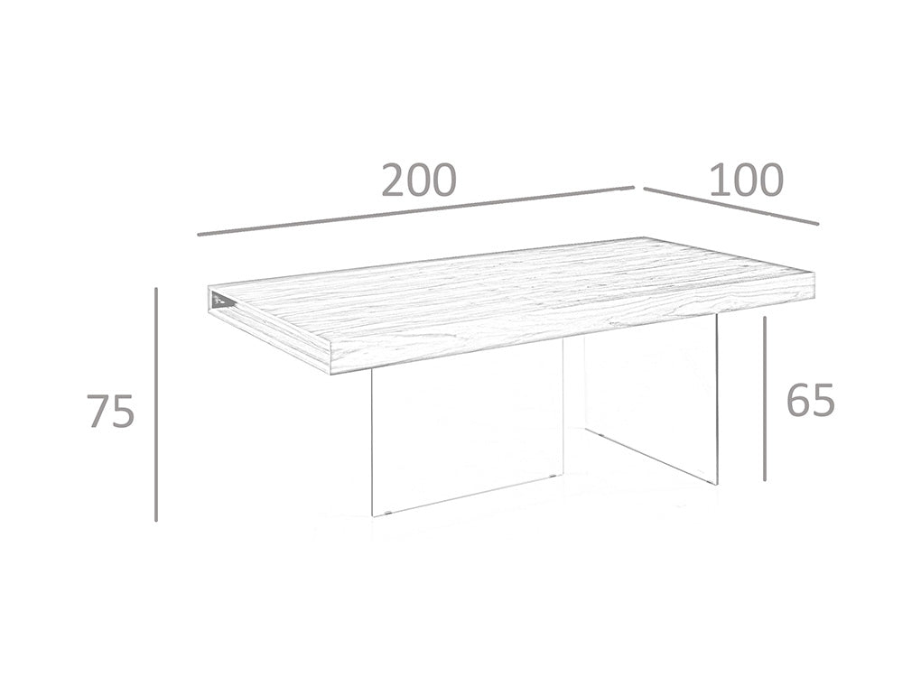 Masa de Dining din Nuc cu Picioare din Sticla Angel Cerda
