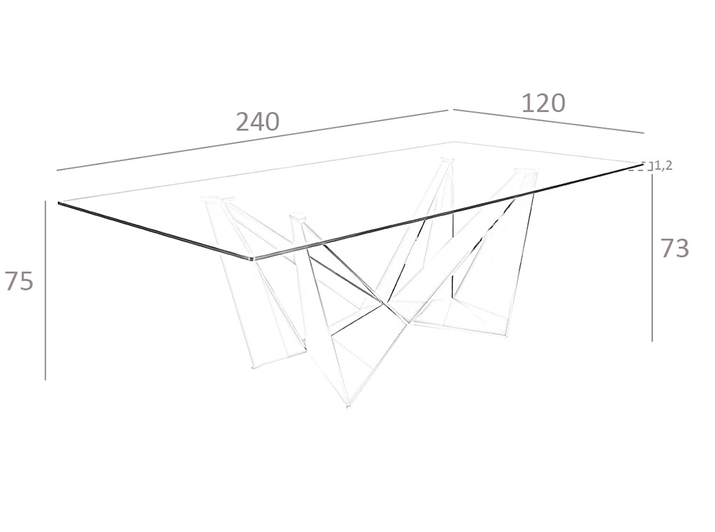 Masa Dining din Sticla cu Baza din Otel Inoxidabil Angel Cerda