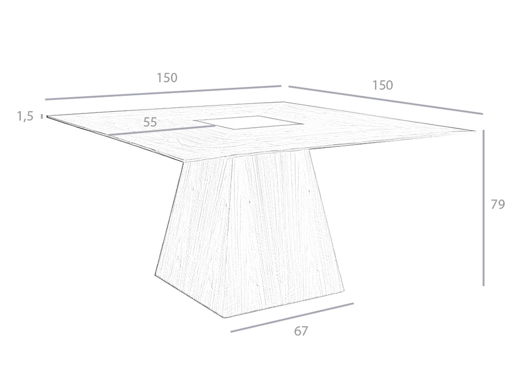 Masa Dining din Nuc cu Detaliu Central din Sticla Neagra Angel Cerda