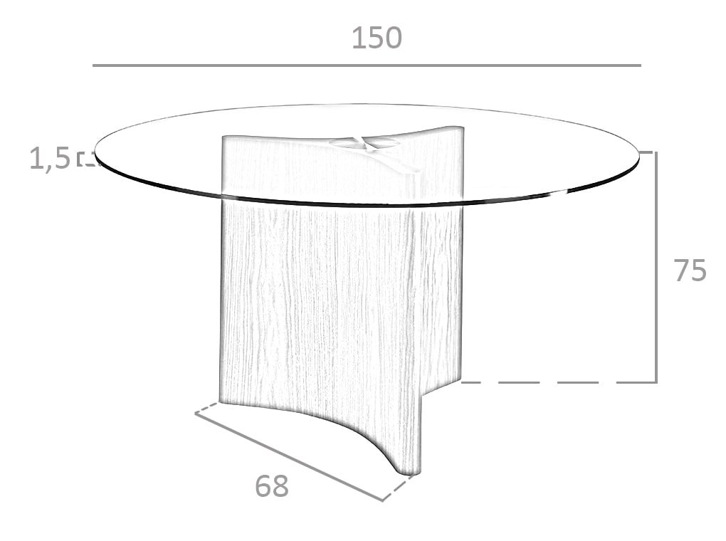 Masa de Dining Rotunda din Sticla Securizata si Lemn de Pin Angel Cerda