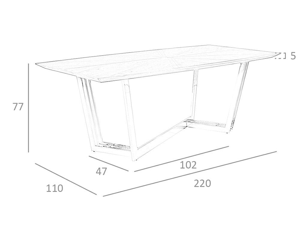Masa Dining din Stejar cu Suport Metalic Angel Cerda