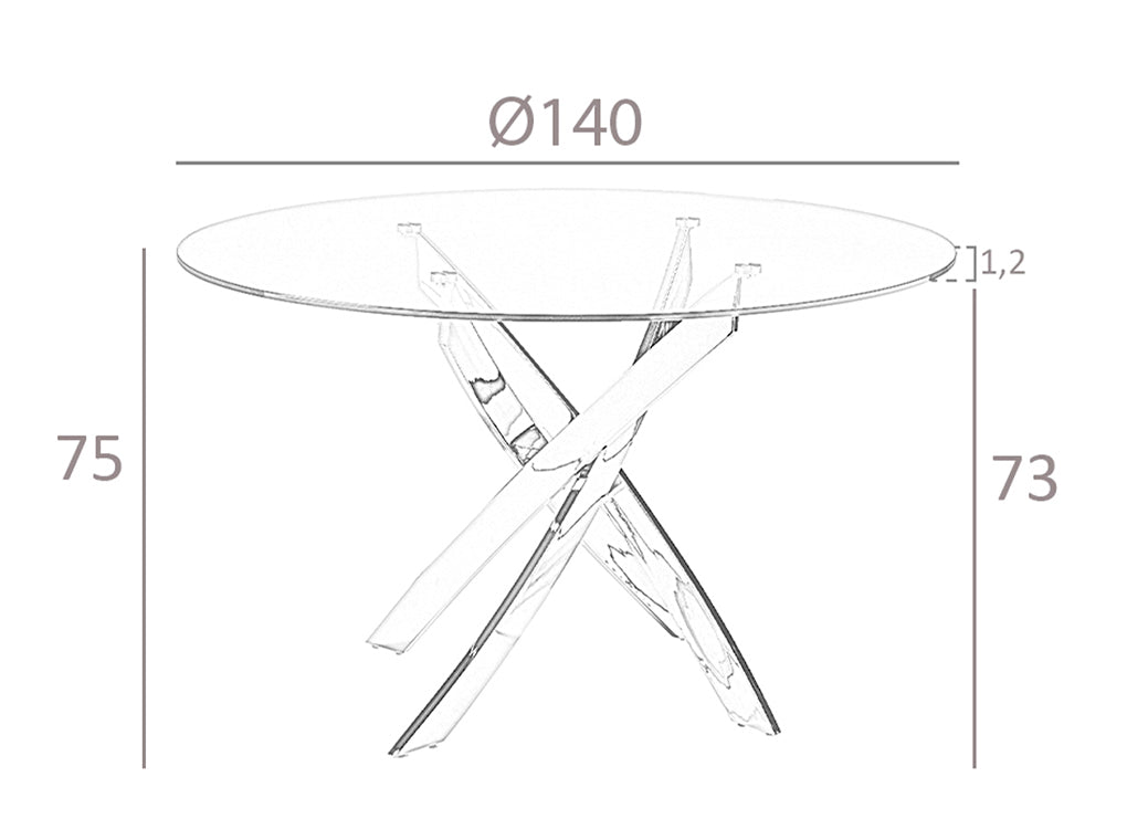Masa de Dining Rotunda din Sticla cu Picioare din Otel 140 cm Angel Cerda