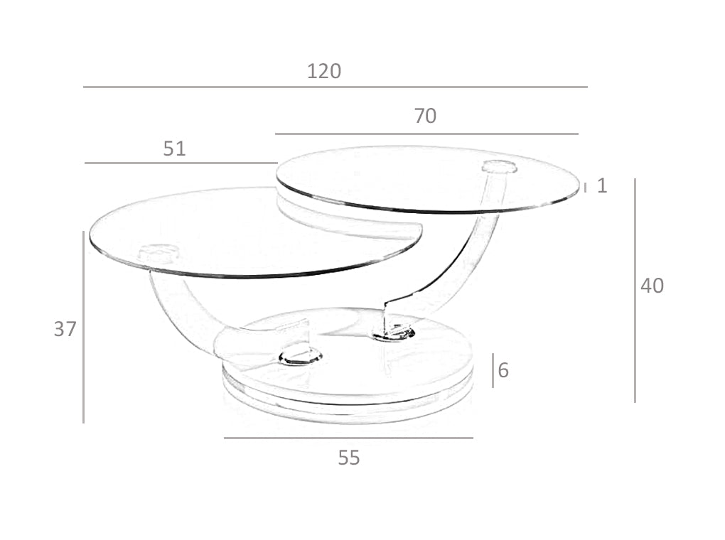 Masa de Cafea din Sticla cu Suport Metalic Angel Cerda