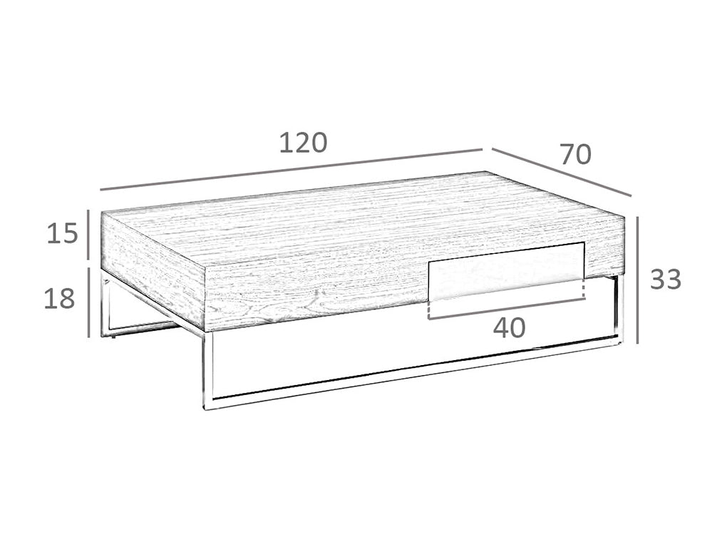 Masa de Cafea din Nuc cu Sertar si Suport Metalic Angel Cerda