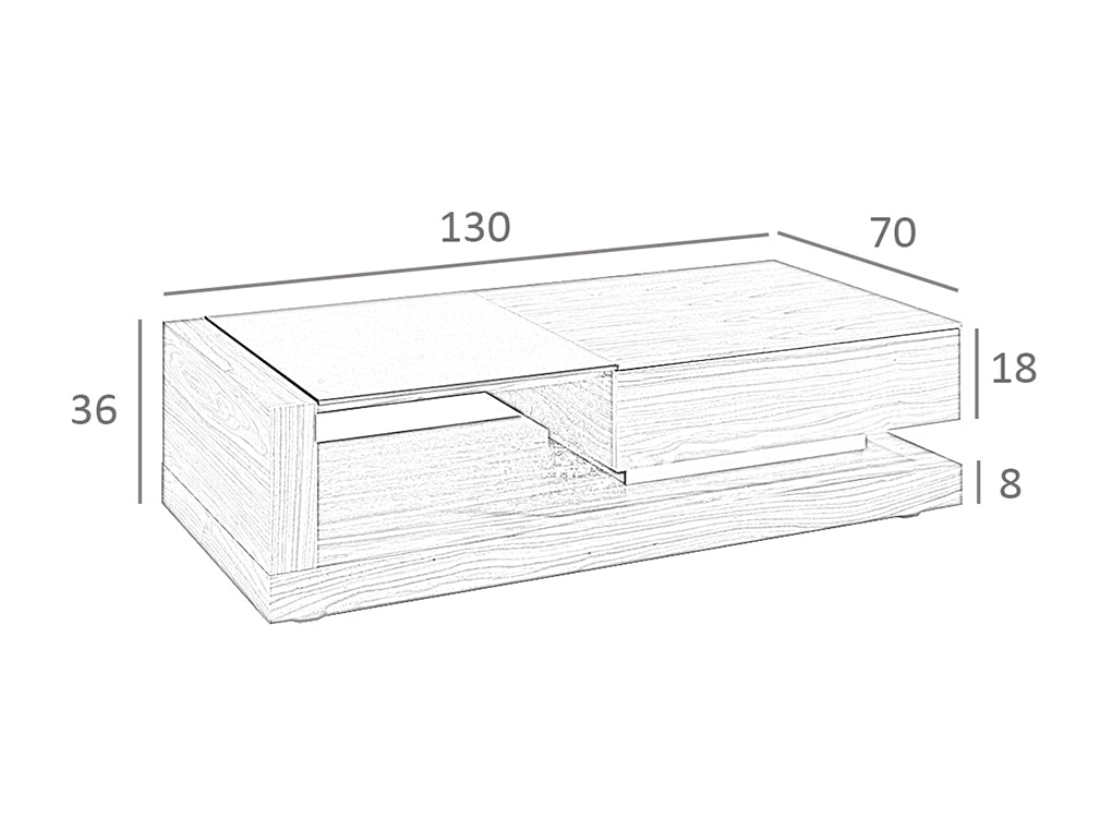 Masa de Cafea din Nuc cu Detalii de Sticla Neagra Angel Cerda