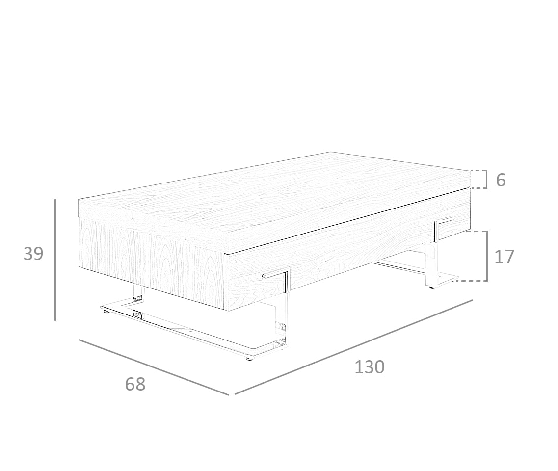 Masa de Cafea din Lemn de Nuc cu Structura din Otel Inoxidabil Cromat Angel Cerda