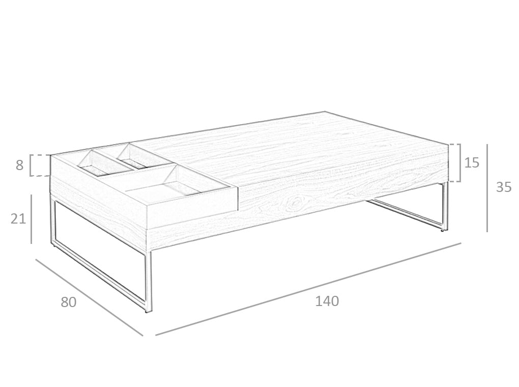 Masa de Cafea din Stejar cu Suport Metalic Angel Cerda