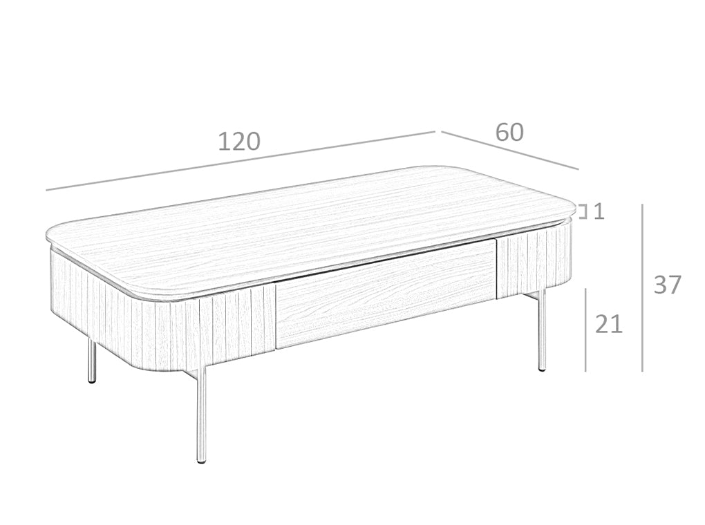 Masa de Cafea din Nuc cu Suport Auriu Angel Cerda