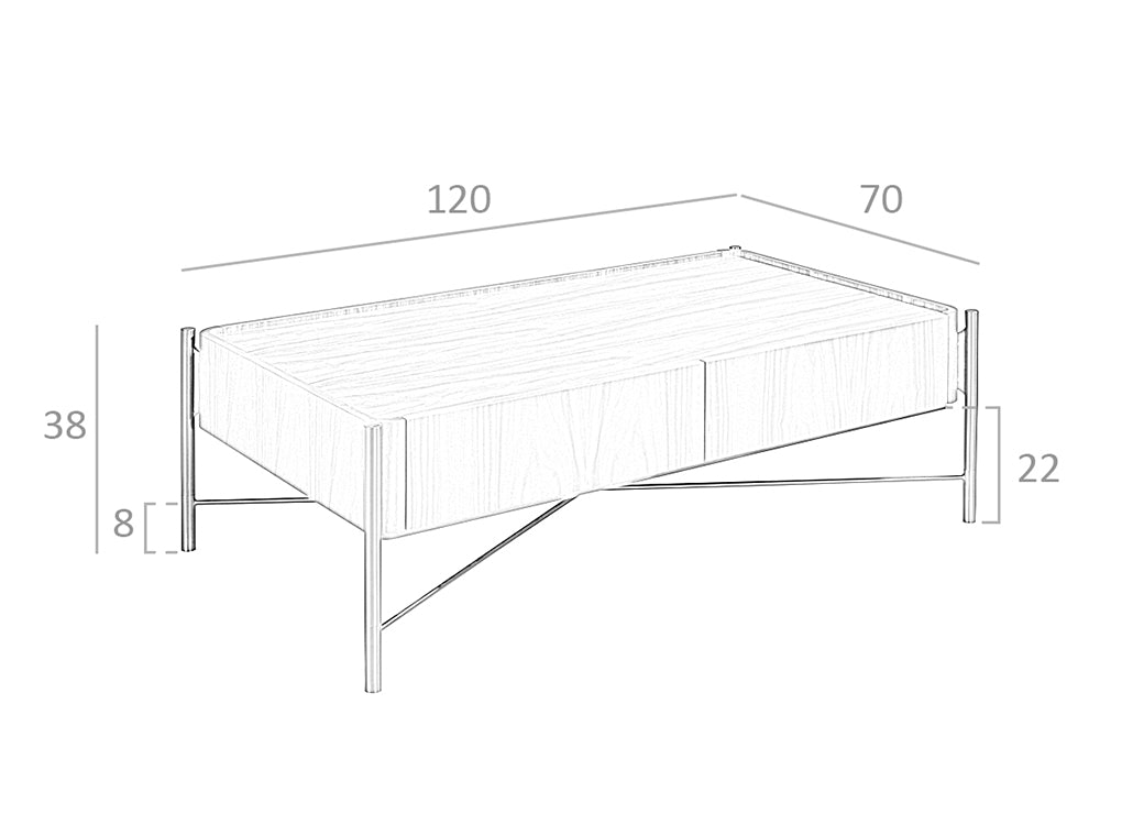 Masa de Cafea din Stejar cu Suport Metalic Angel Cerda