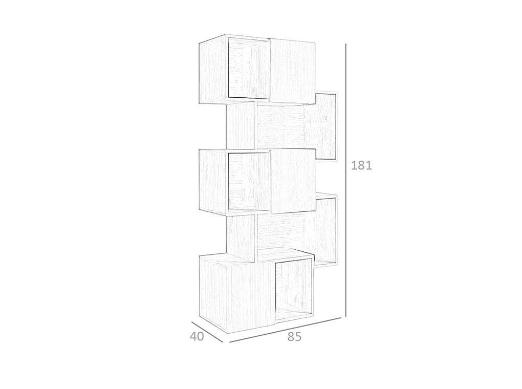 Biblioteca cu Rafturi Neregulate din Lemn de Nuc cu Usi Angel Cerda