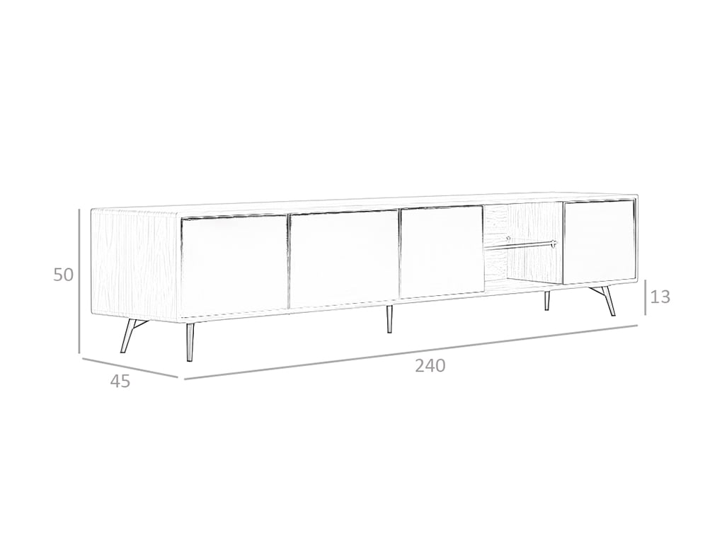 Comoda TV din Nuc si Sticla Neagra cu Efect de Oglinda Angel Cerda