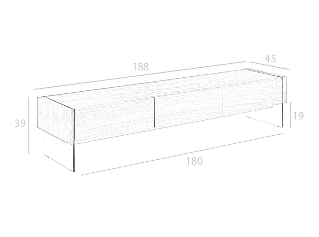 Comoda TV din Nuc cu picioare din Sticla Angel Cerda