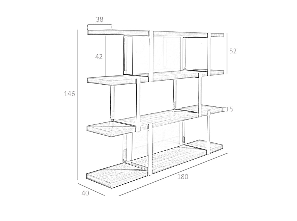 Biblioteca din Nuc cu Rafturi din Sticla Neagra Angel Cerda