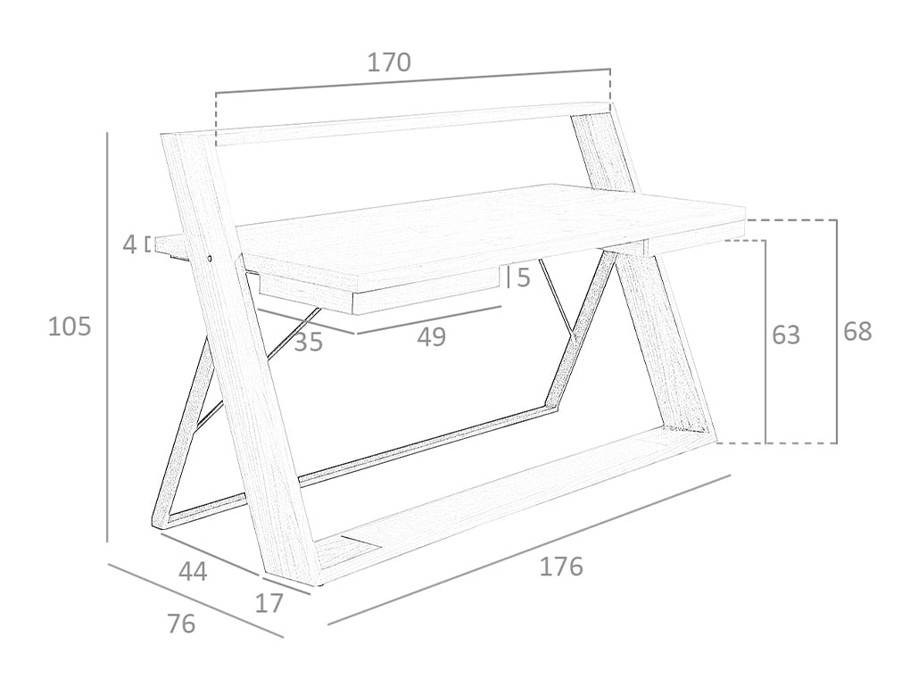 Birou din Lemn de Nuc si Otel Negru Angel Cerda