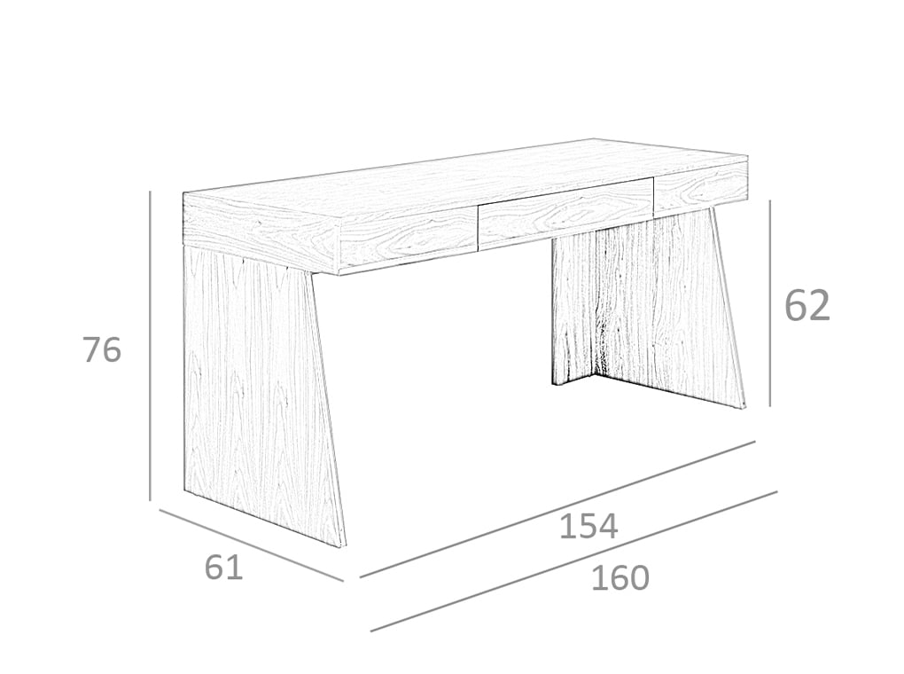 Birou din Lemn de Nuc cu Sertare si Suport Metalic Angel Cerda