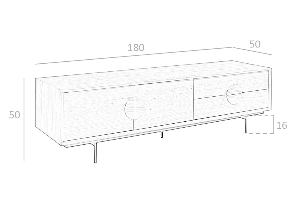 Comoda TV din Lemn de Nuc cu Picioare din Otel Negru Angel Cerda