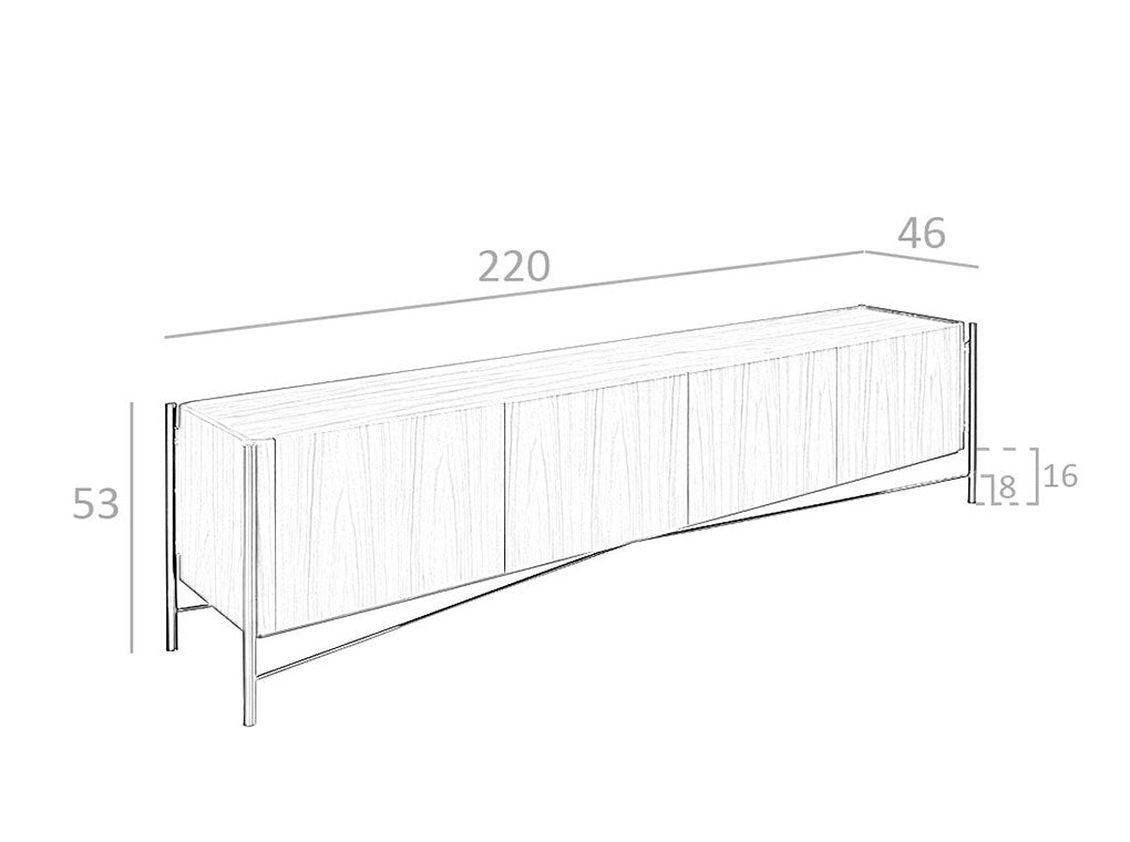 Comoda TV din Nuc cu Structura din Otel Inoxidabil Angel Cerda