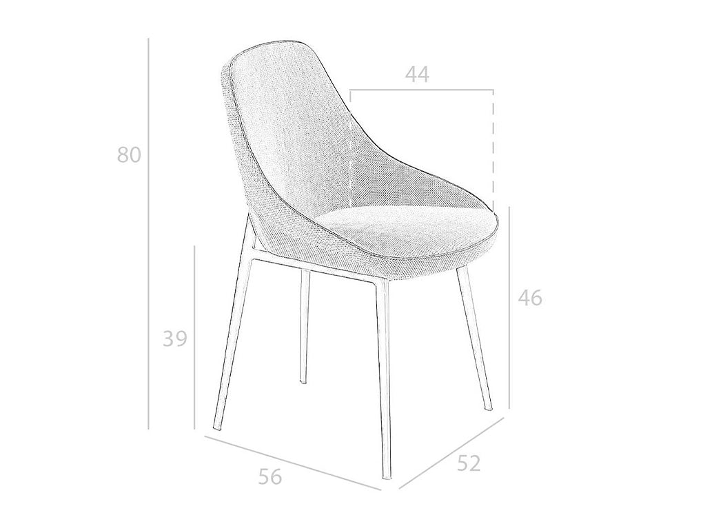 Scaun de Masa din tesatura Gri cu Margini Negre Angel Cerda