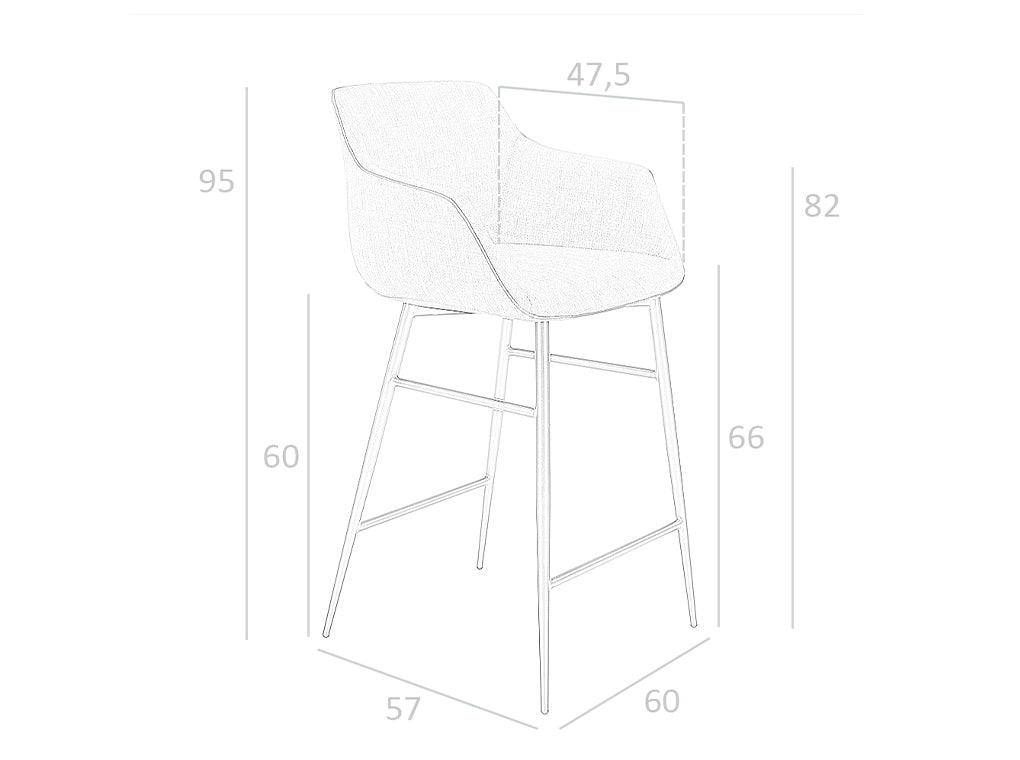 Scaun Bar din Material Gri cu Structura Neagra Angel Cerda