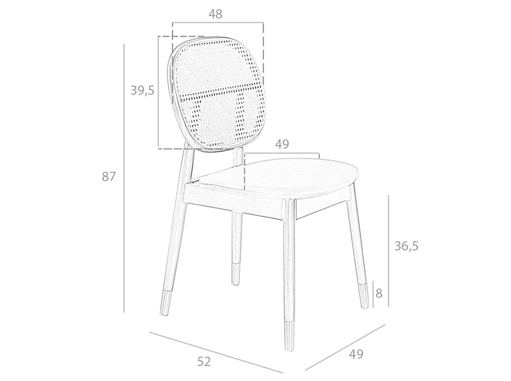 Scaun din Rachita si Lemn de Frasin cu Spatar Rotund Angel Cerda