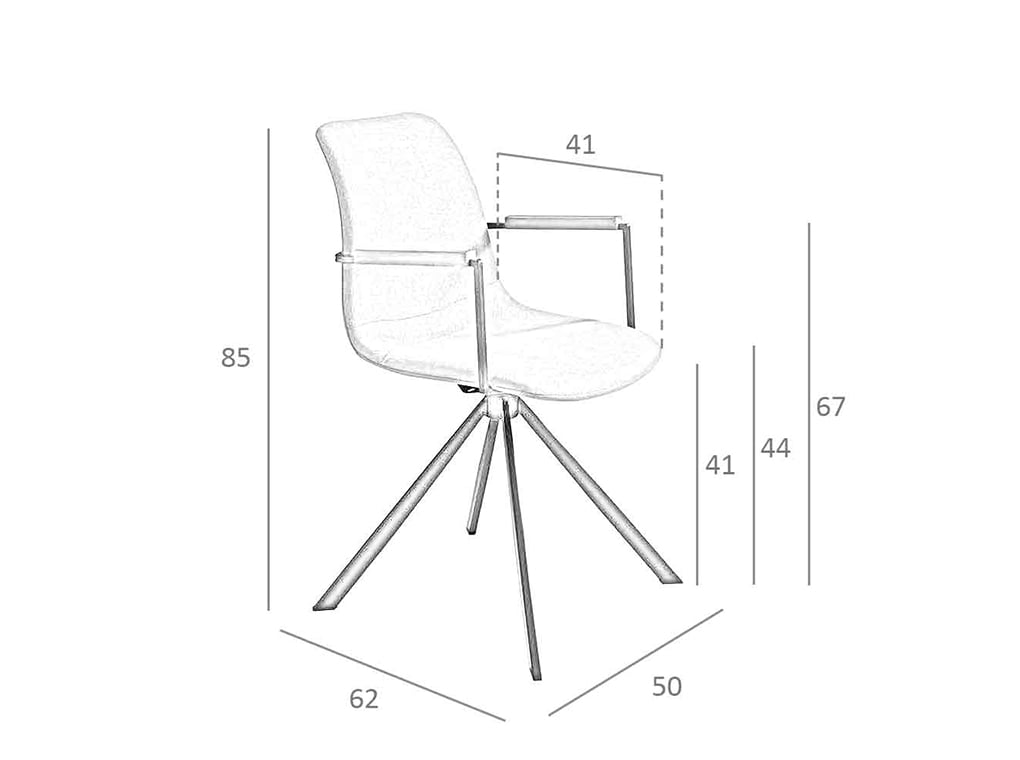 Scaun Rotativ Tapitat cu Material Textil Gri Angel Cerda