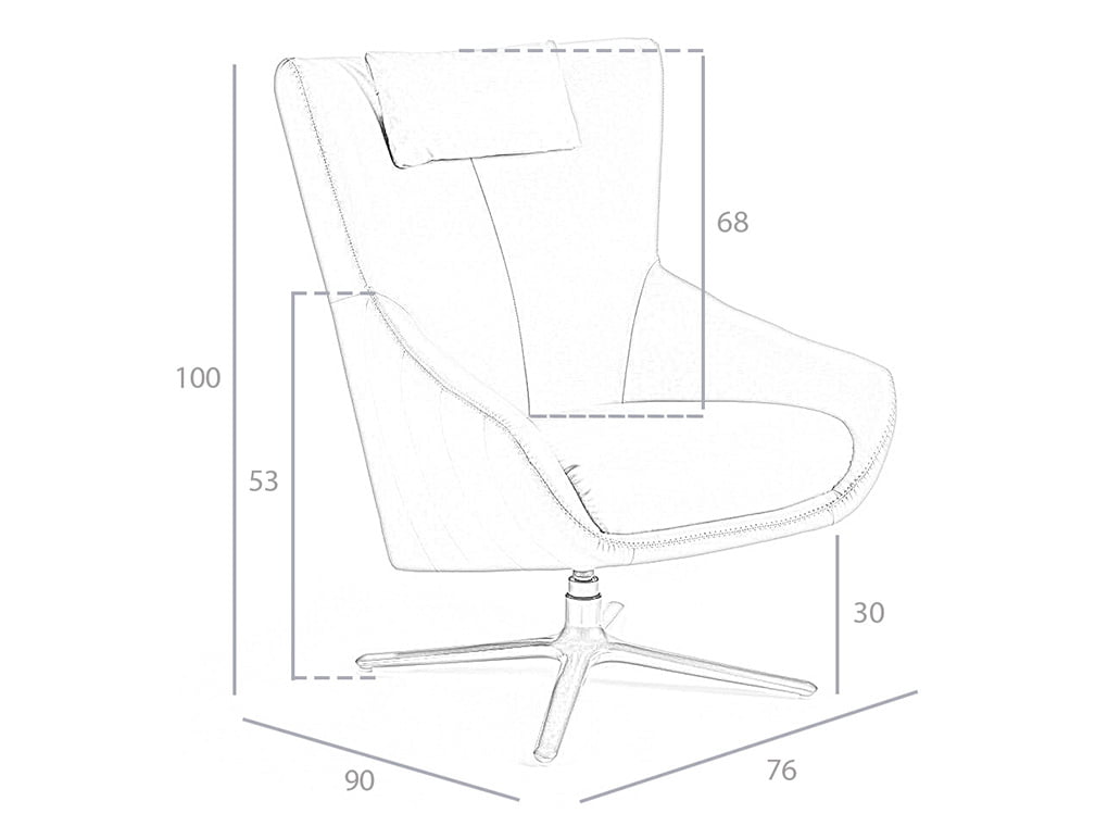 Fotoliu Pivotant din Piele cu Perna Detasabila Angel Cerda