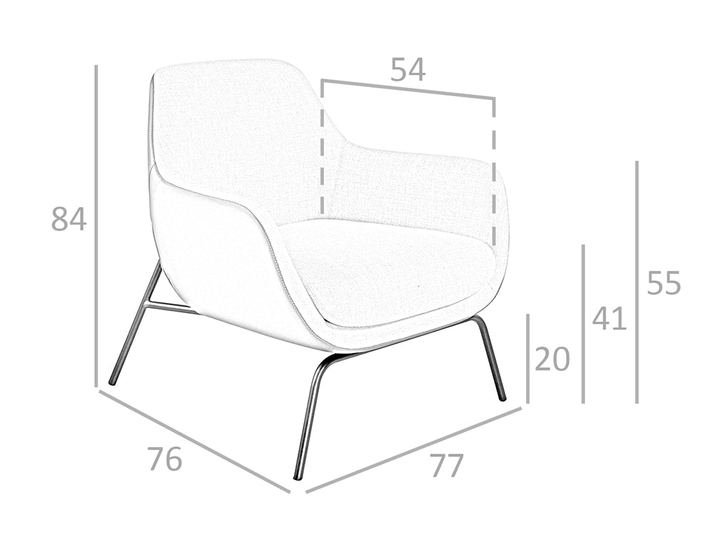 Fotoliu tapitat cu material textil si piele ecologica cu structura din otel negru Angel Cerda.