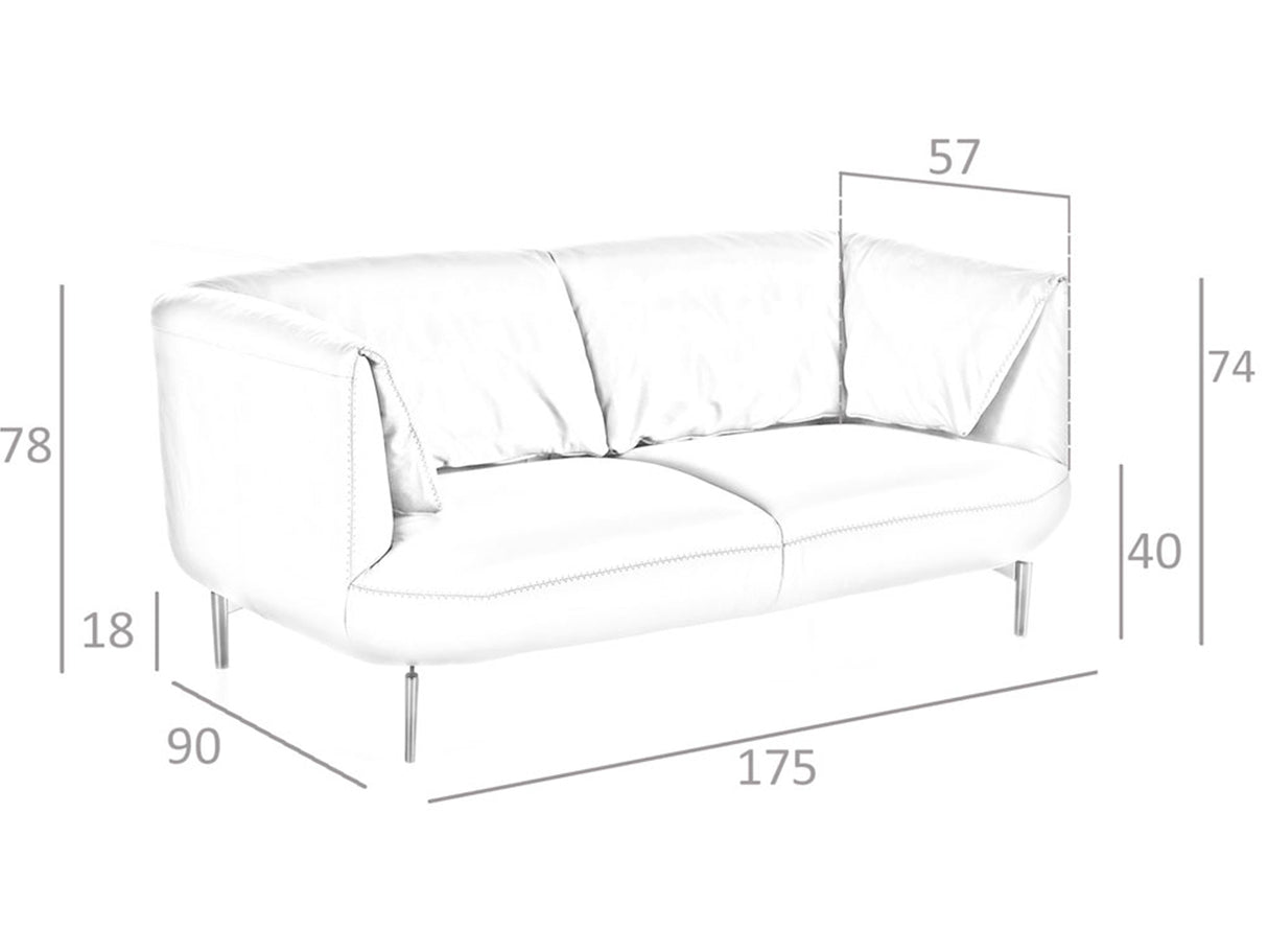 Canapea din Piele de Vaca Gri cu Brate si Structura din Lemn Angel Cerda