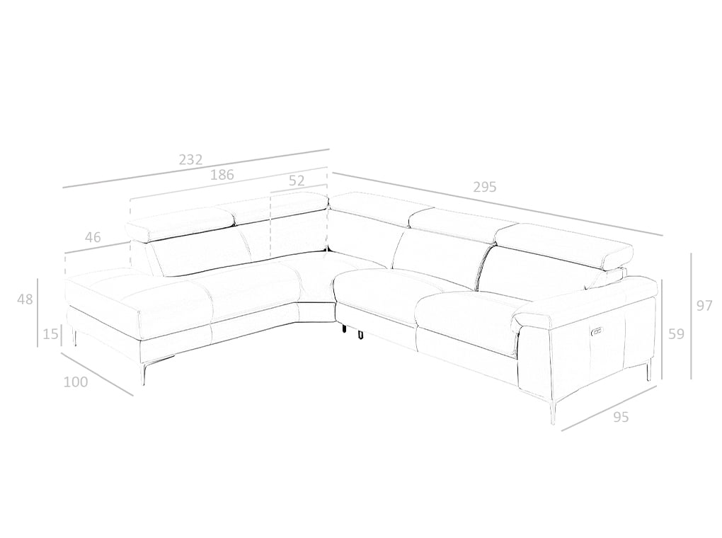 Canapea de Colt Dreapta Tapitata cu Piele Gri Angel Cerda