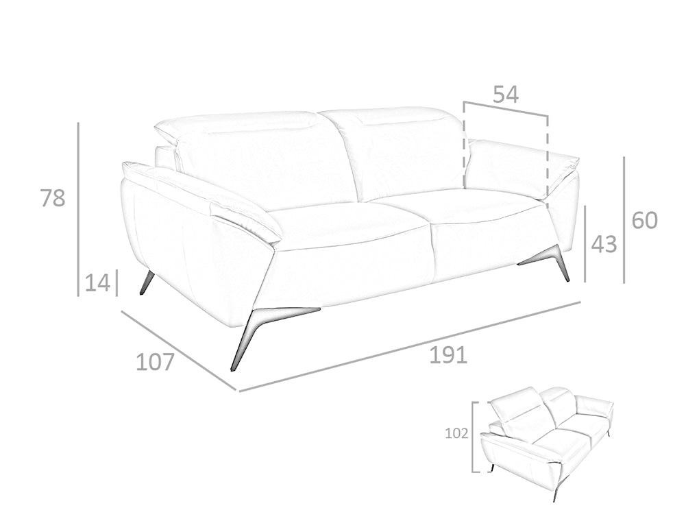 Canapea de Design Modern Tapitata in Piele Gri Taupe Angel Cerda
