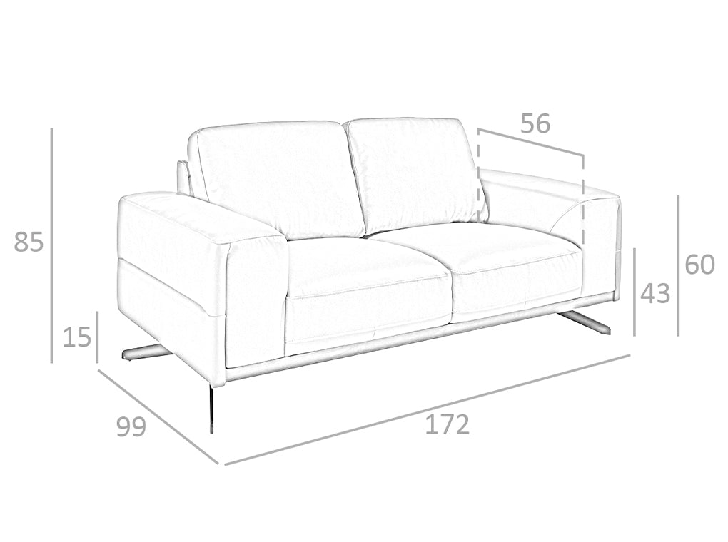 Canapea cu Doua Locuri Tapitata in Piele de Culoare Arena Angel Cerda