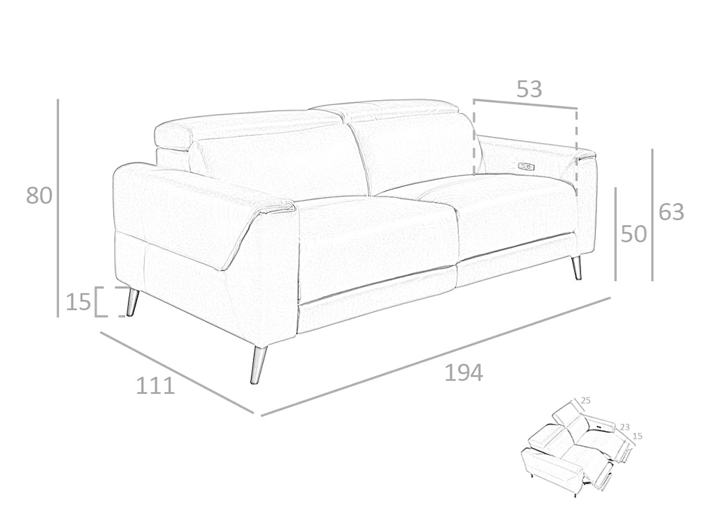 Canapea din Piele de Bivol Bufalo Maro cu Mecanisme de Relaxare Angel Cerda