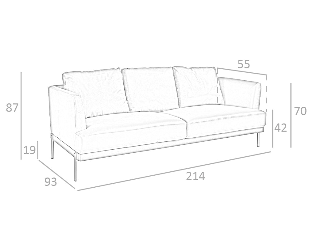 Canapea cu 3 locuri tapitata in piele maro Angel Cerda