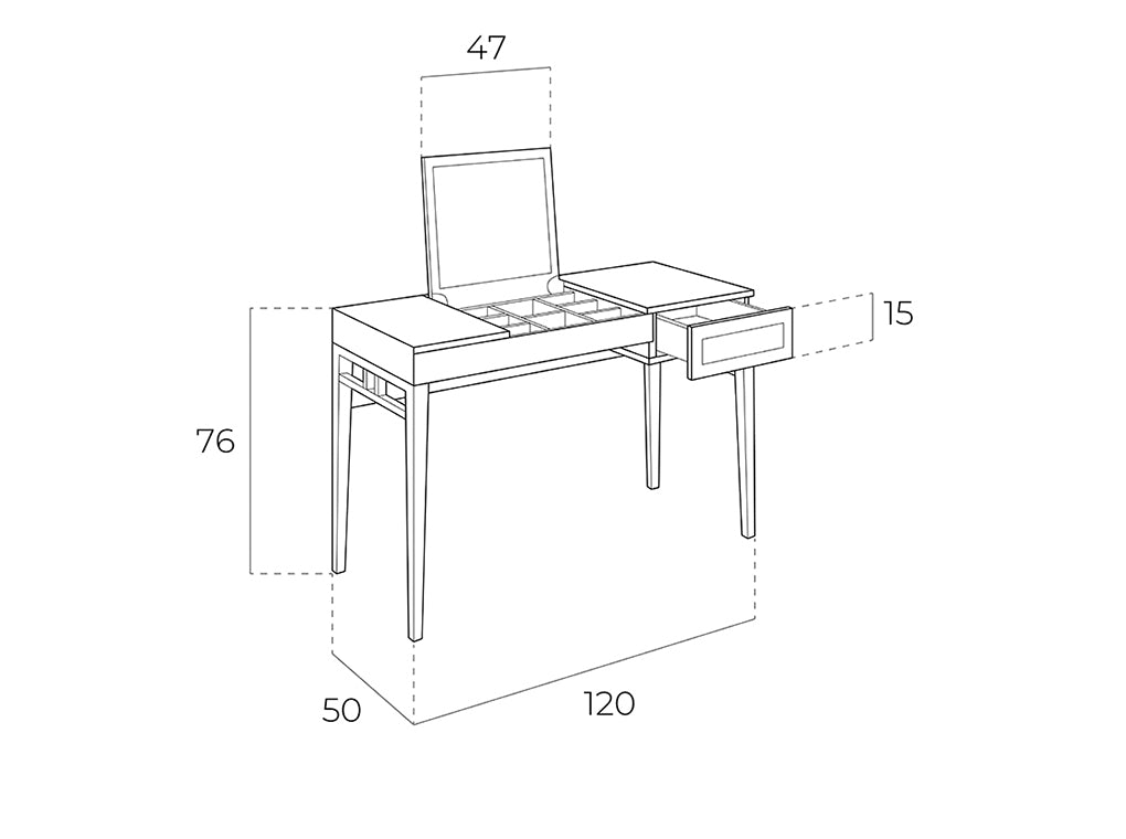 Masa de Toaleta Gri cu Oglinda Pliabila si Cutie pentru Bijuterii Angel Cerda