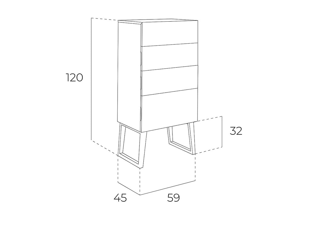 Comoda din Nuc cu 4 Sertare Angel Cerda
