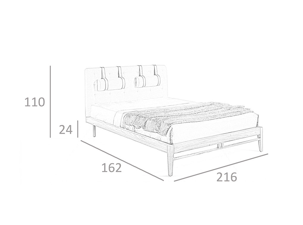 Pat Dublu Tapitat cu Stofa Gri si Tetiera din Piele Ecologica Angel Cerda