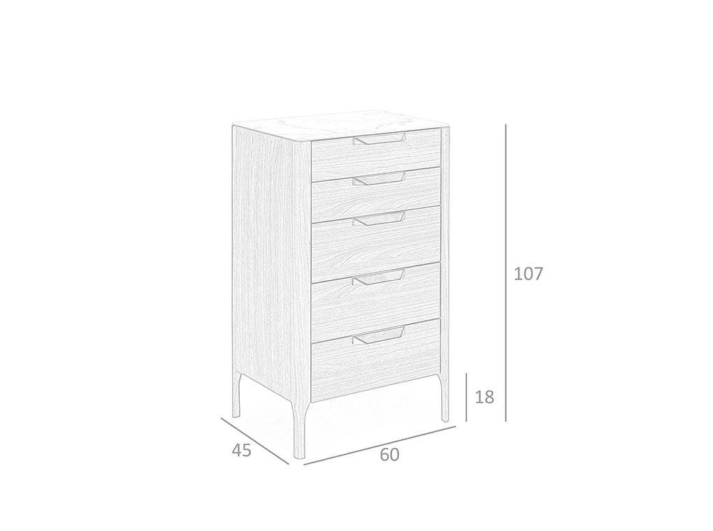 Comoda din Nuc si Sticla cu Imitatie de Marmura Angel Cerda