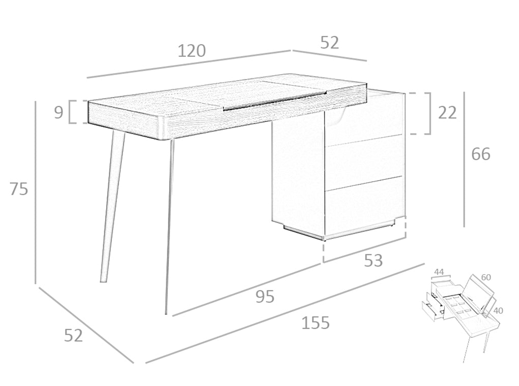 Masa de Toaleta Neagra cu Oglinda Pliabila si Sertare Angel Cerda