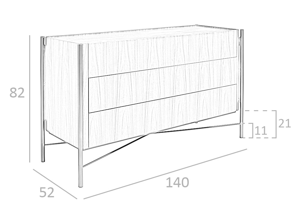 Comoda din Lemn de Nuc cu Sertare si Suport Metalic Angel Cerda