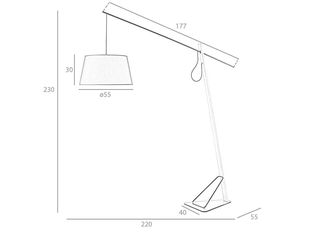 Lampadar din Stejar cu Suport Metalic Angel Cerda