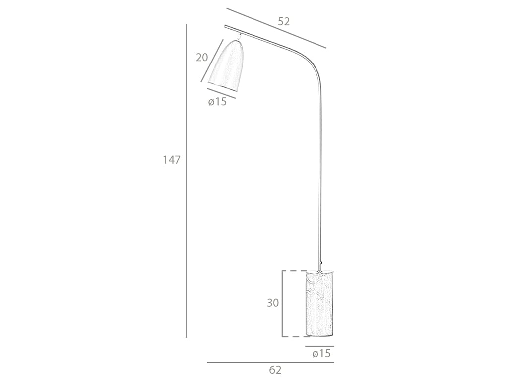 Lampadar din Marmura si Otel Alb cu Abajur Directional Angel Cerda