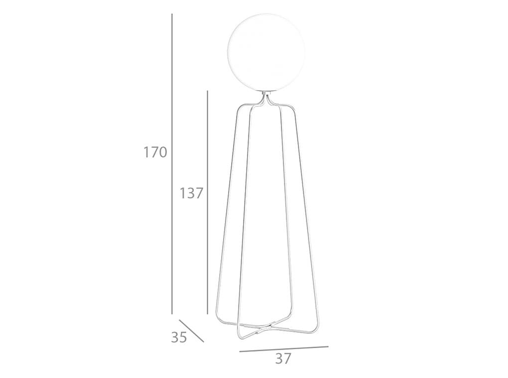 Lampadar din Otel Auriu si Sticla Alba Angel Cerda