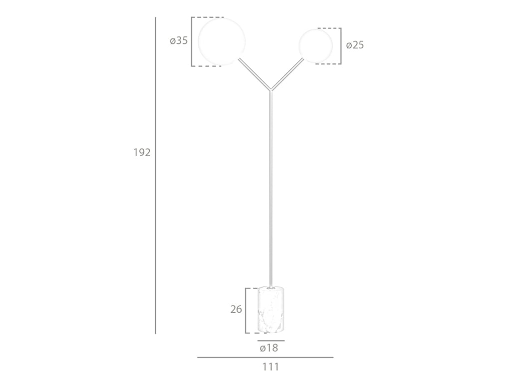 Lampadar din Marmura Alba si Otel Auriu cu Sticla Alba Angel Cerda